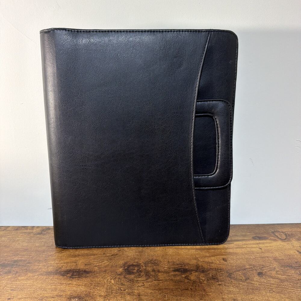 DAY-TIMER Planner Portfolio Organizer Black Faux Leather 3 Ring w/Handles 14x11"